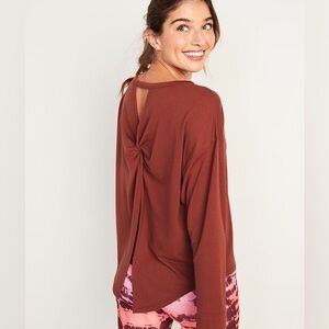 Old Navy | Lightweight French Terry Split-Back Top in Black